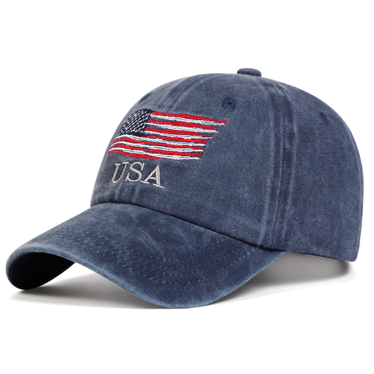 Unisex USA US Flag Embroidery Wash Baseball Caps Spring and Autumn Outdoor Adjustable Casual Hats Sunscreen Hat