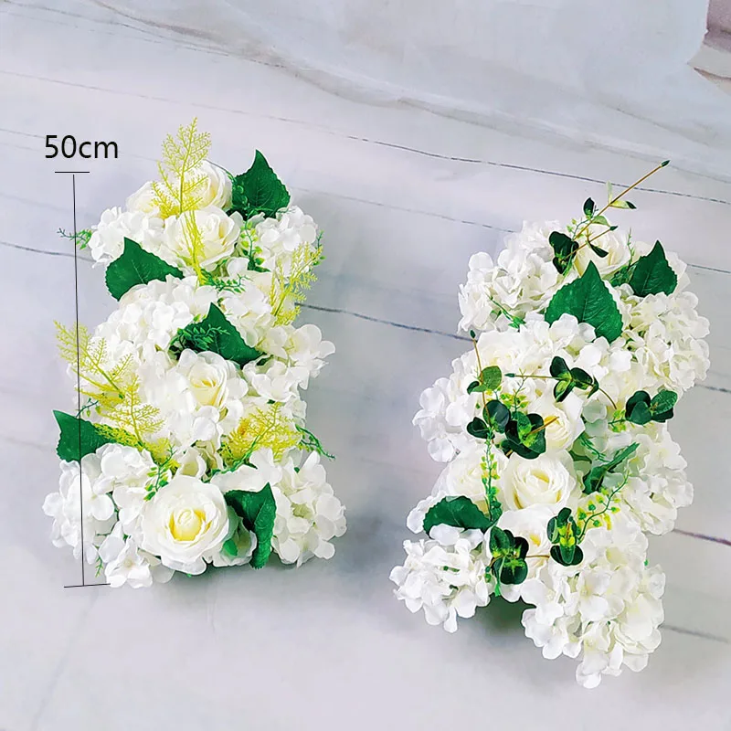 Luxury Wedding Road Cited Flowers Silk Rose Peony Hydrangea DIY Arched Door Flower Row Window T Station Wedding Decoration 50cm