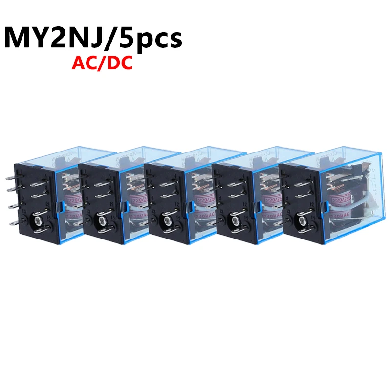 

5Pcs MY2NJ Coil DC12V DC24V AC110V AC220V HH52P10A 220V Miniature Electromagnetic General Purpose Relay