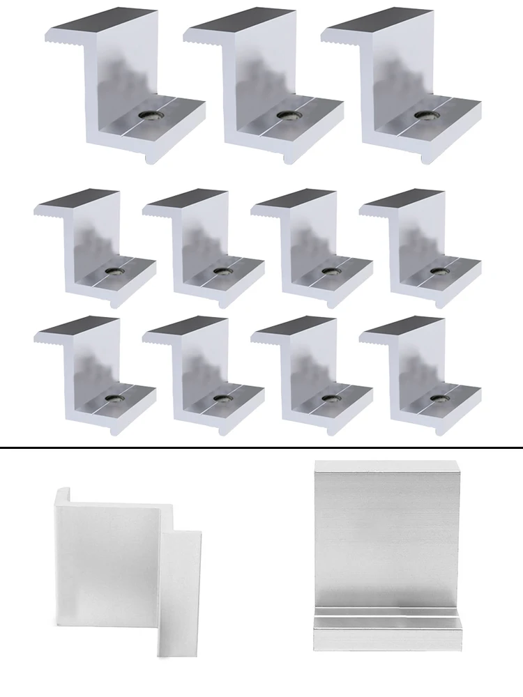 10Pcs Solar Middle Clamp PV For 30-45mm Photovoltaic Solar Panel Mount Accessories PV End Clamp Solar Panel Accessories ﻿