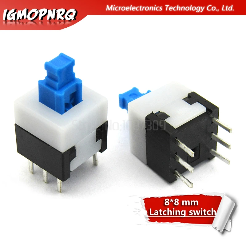 Image of 50pcs 8x8 8*8mm 6-poliger Drucksc halter Selbst verriegelung/Aus-Knopf verriegelung schalter Großhandel elektronisch