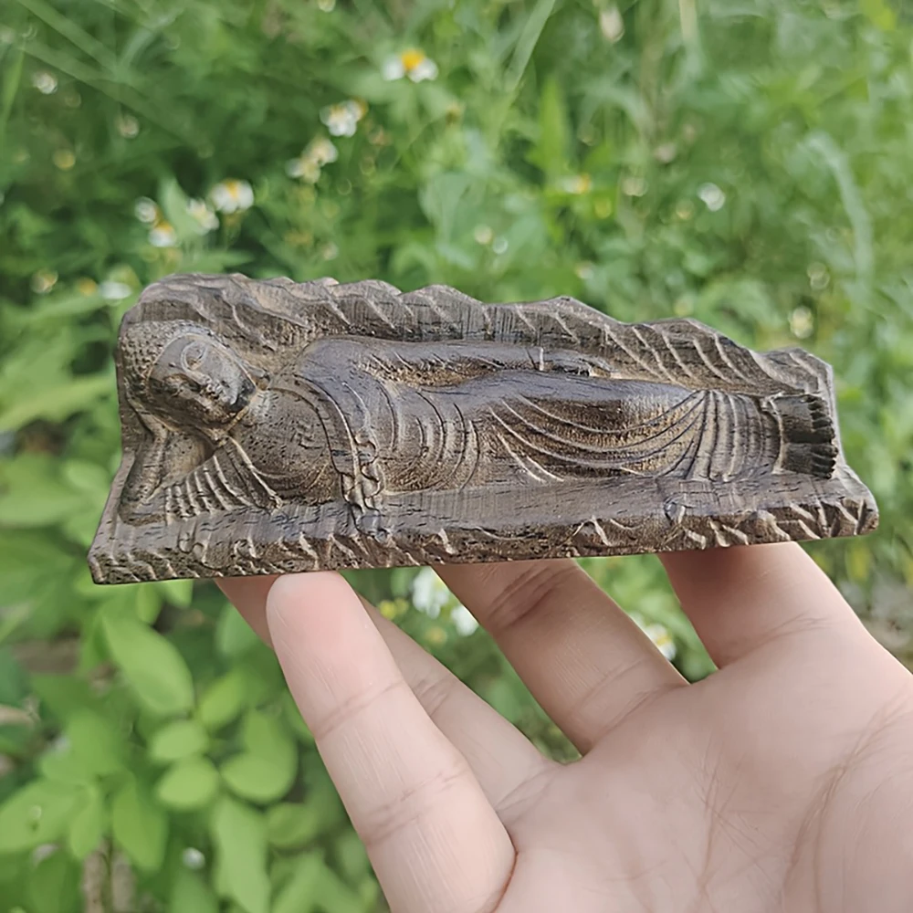 Traditional Wooden Statue of the Reclining Buddha, Shakyamuni's Nirvana, Handmade Artwork, Easter Decoration, Home Decor, Study Room Display, Holiday Gift