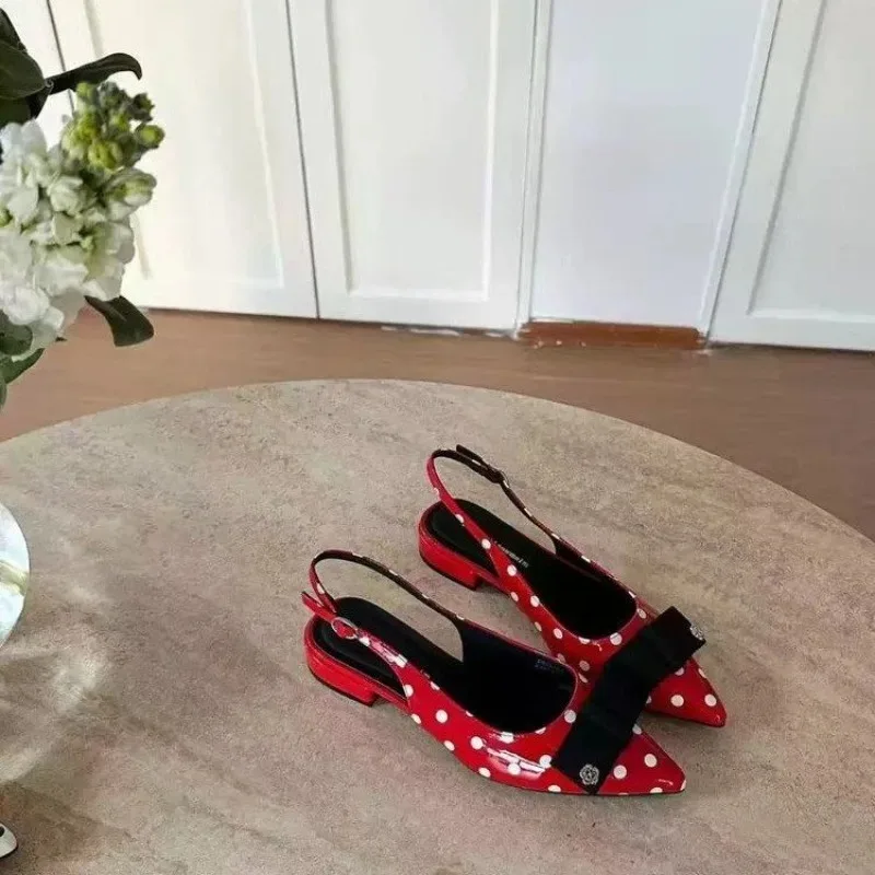 

Women's 2026 French Bow Decorative Pointed High-heeled Sandals Spring and Summer New Fashion Polka Dot Decorative Sandals.