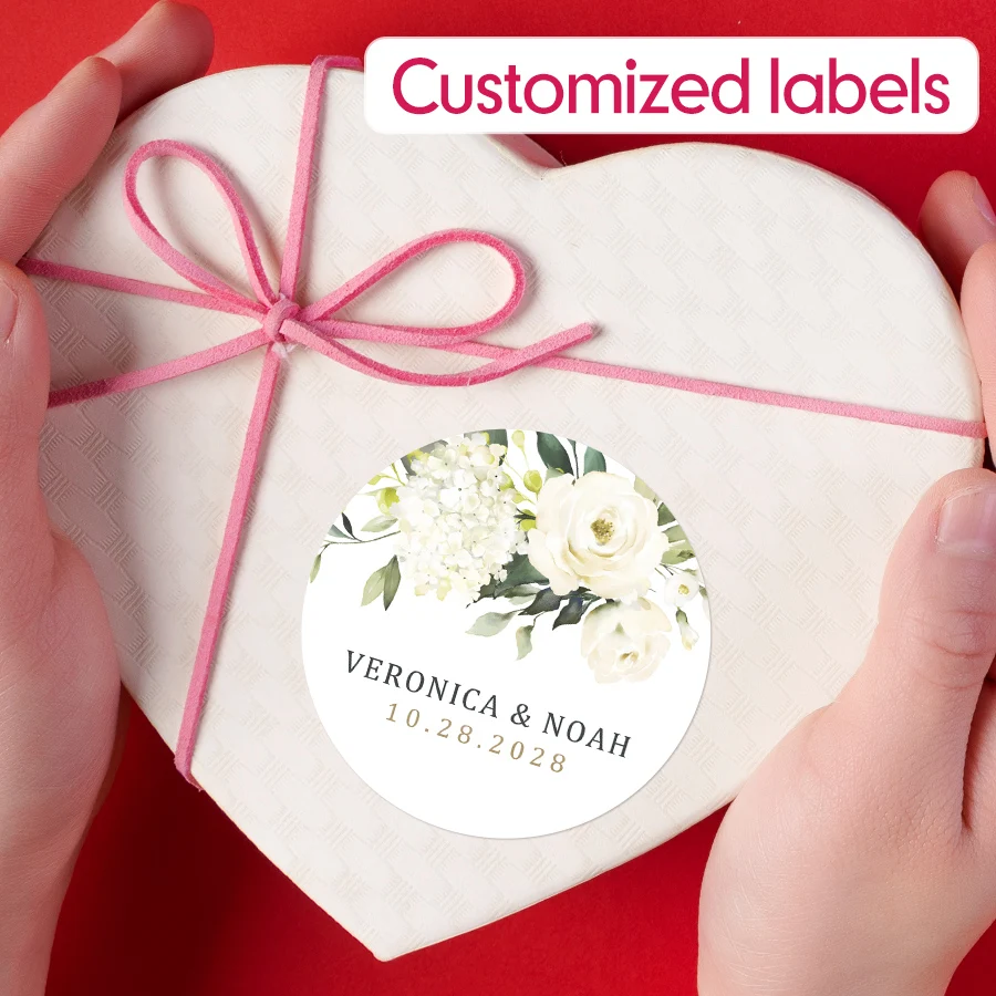 Custom Floral Gift Box Labels - Wedding Stickers for Party Decor, DIY Craft Supplies Bulk, Event Sealing Decoration Decorations