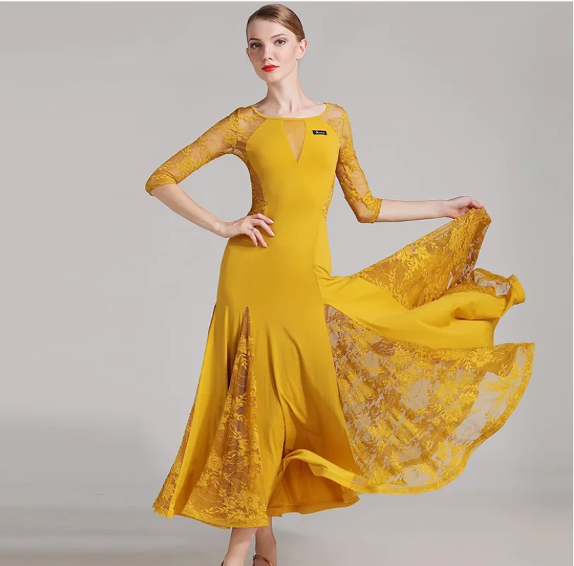 

Adult Modern Dance Lace Dress National Standard Dance Costume
