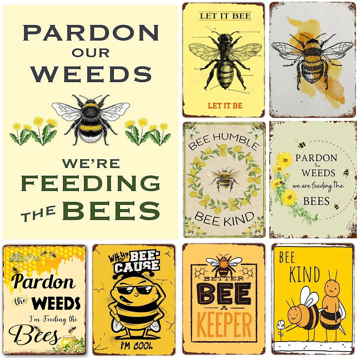 Metal Tin Signs Feeding The Bees Wall Decoration Plaque Vintage Art Poster Iron Painting for Man Cave Home Cafe Garden Club Bar