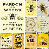 Metal Tin Signs Feeding The Bees Wall Decoration Plaque Vintage Art Poster Iron Painting for Man Cave Home Cafe Garden Club Bar