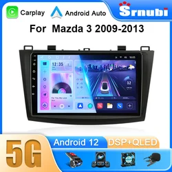 Srnubi 2 Din Android 12 dla Mazda 3 2009-2013 Radio odtwarzacz multimedialny samochodowe nawigacja Stereo Carplay głośniki jednostka główna wideo GPS