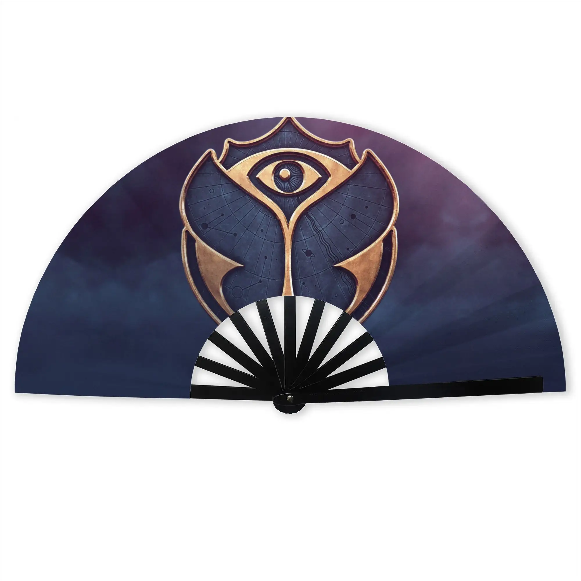 T-Tomorrowland Logo Stylish Hand Fan  Men Music Festival Printed Polyester Fan Trendy For Wedding Party Gift