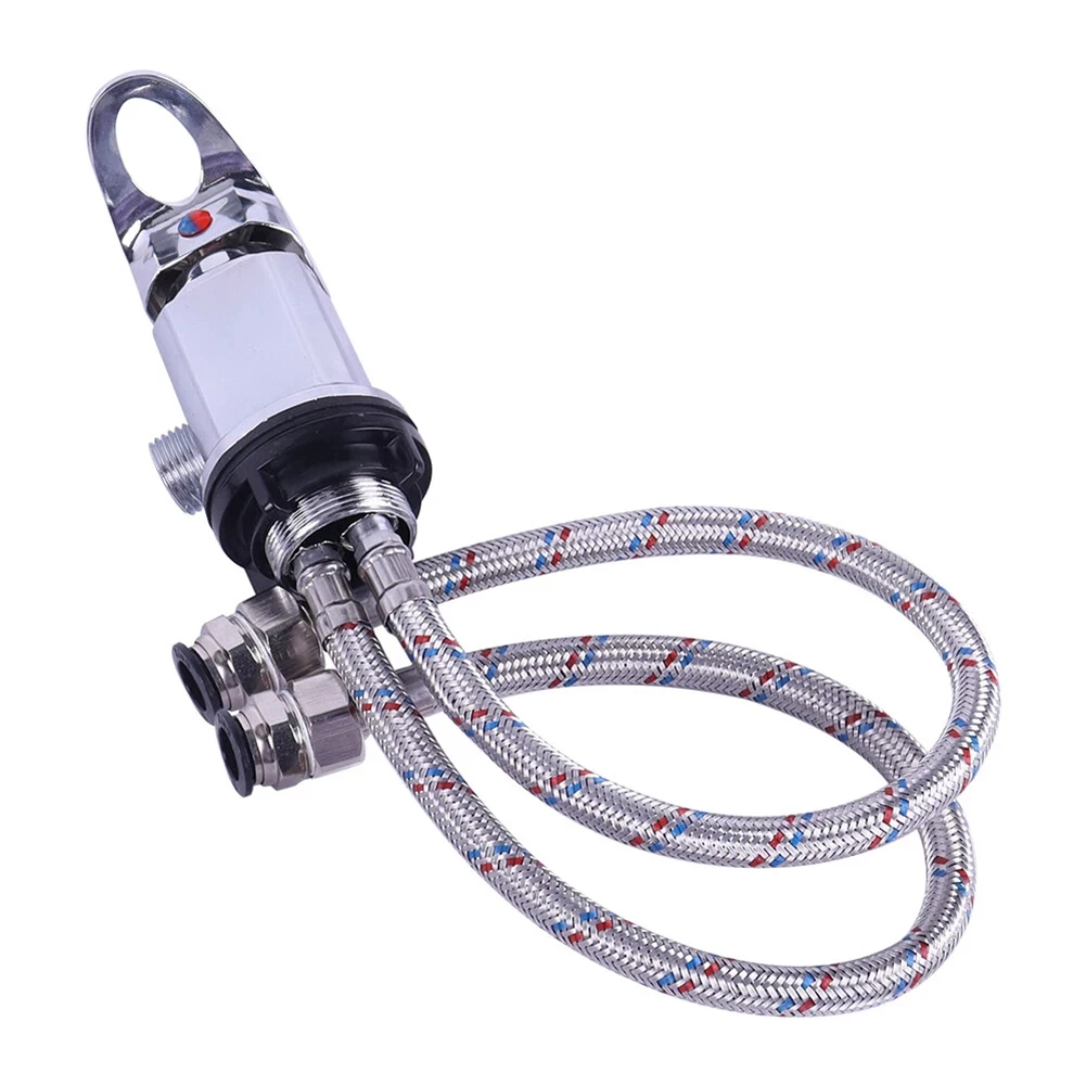 RV Camping Car Shower Mixing Valve With 80CM Push-in Tailpipe Inlet And Outlet G1/2 Camper Accessories Flexible Water Control