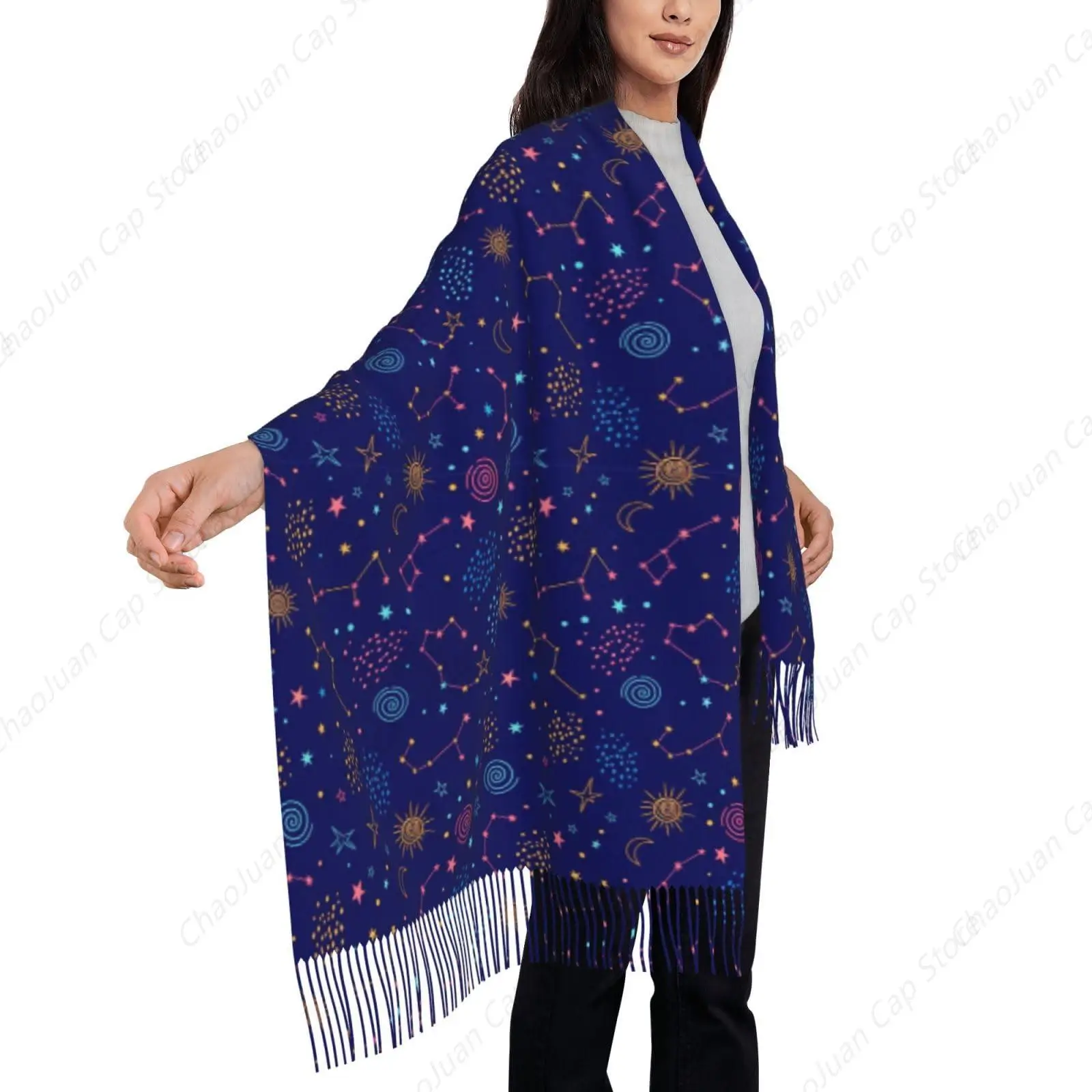 

Women's Space Galaxy Zodiac Star Constellation Print Scarf Pashmina Shawls and Wraps for Wedding Favors Bride Bridesmaid Gifts