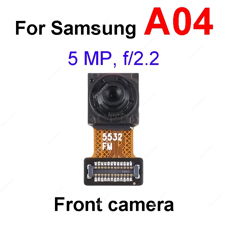 وحدة الكاميرا الأمامية والخلفية تستخدم لسامسونج غالاكسي A04 A04S A04E SM-A045F SM-A042F SM-A047F الكاميرا الخلفية مع أجزاء الكابلات المرنة