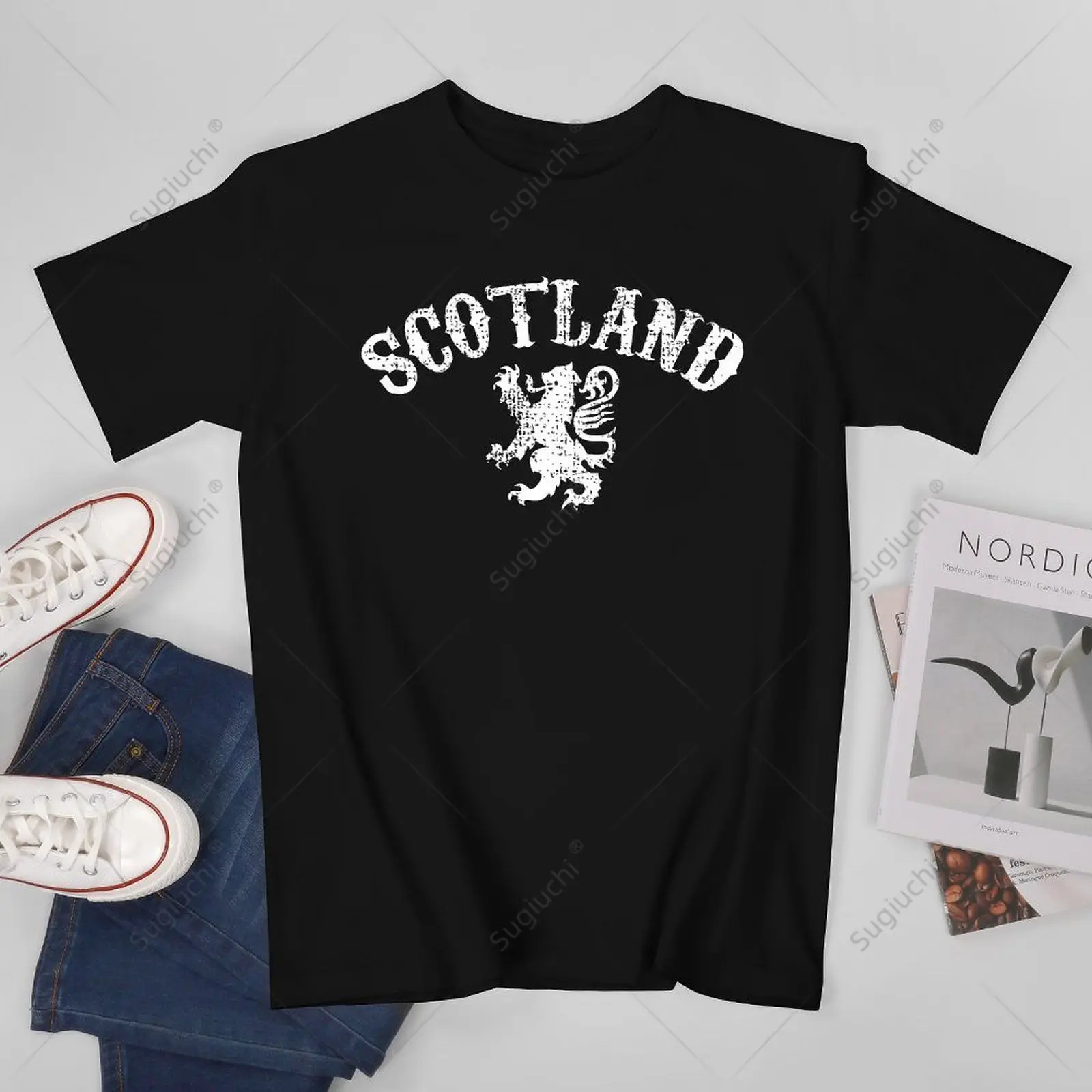 Unisex Men Scotland Scottish Lion Tshirt Tees T Shirts Women Boys 100% Cotton T-Shirt