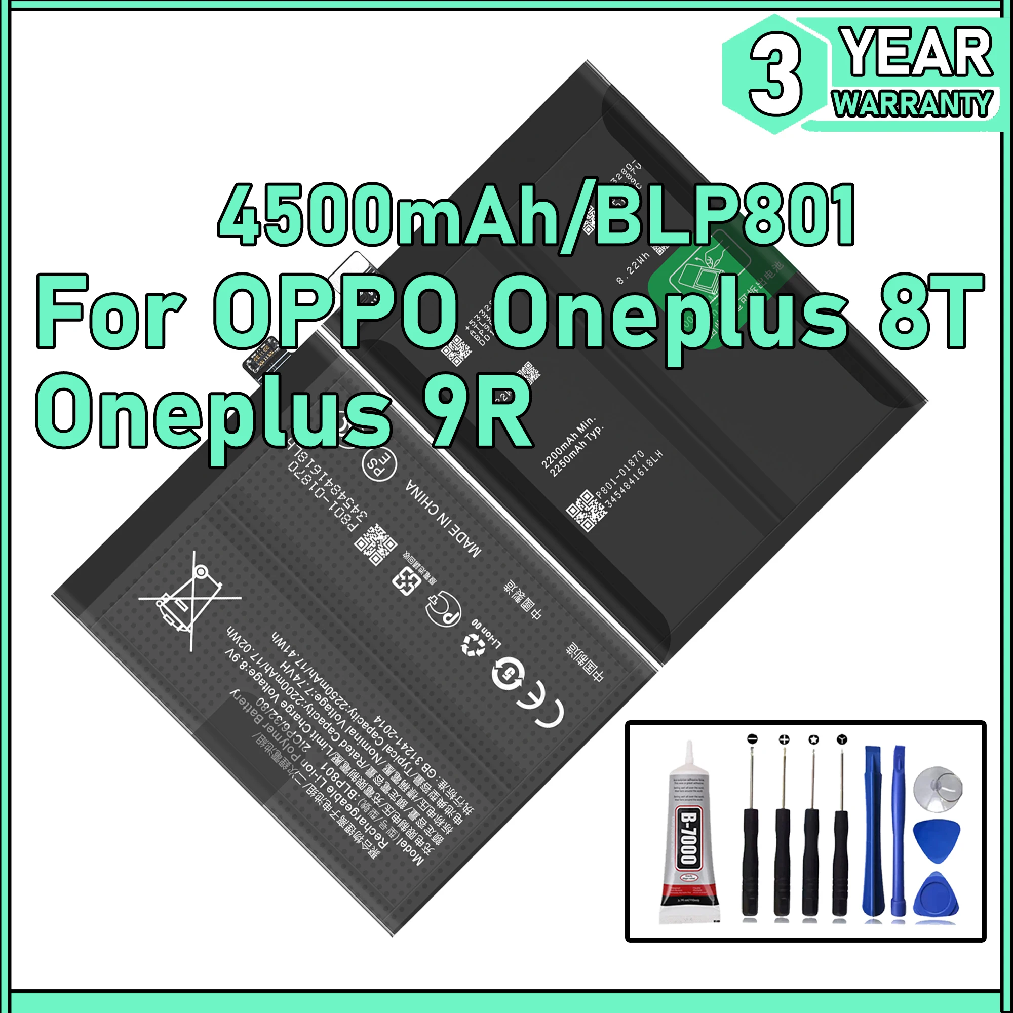 100% New Zero Cycle BLP801 Battery For OPPO ONEPLUS 8T/ONEPLUS 9R/LE2101/KB2001/KB2000/KB2003/KB2005/LE2100 Batteries