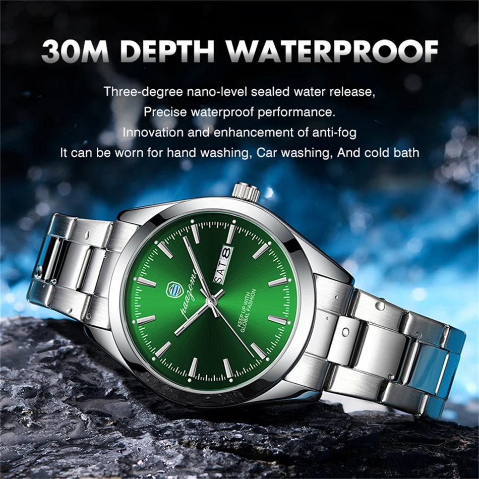 PAAZOMU Fashion Brand Male Watch Waterproof Luminous Stainless Steel Watches For Men Date Week Casual Quartz Men's Clock Reloj