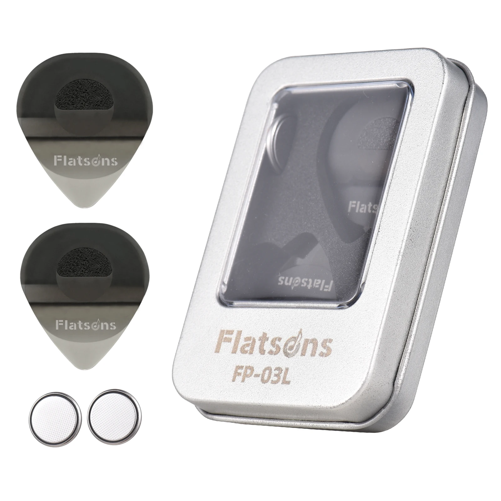 Flatsons FP-03L 2pcs Guitar Picks Luminous Guitar Plectrums with Storage Tin Box  Stringed Musical Instrument Accessory