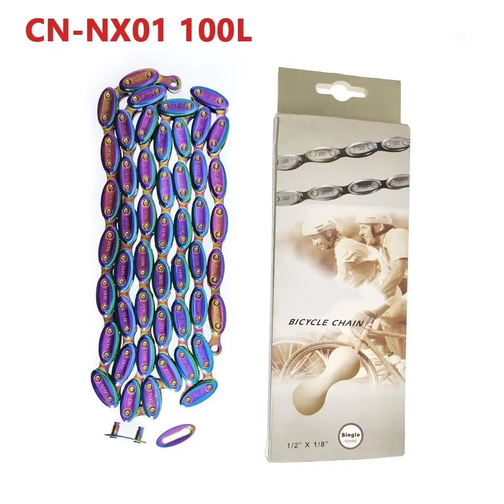 1/2 X1/8 Bicycle Chain Fixed Gear Quick-link Parts Bicycle Olive Chain Gold/Silver 100 Link Single Speed Chain BMX Bike