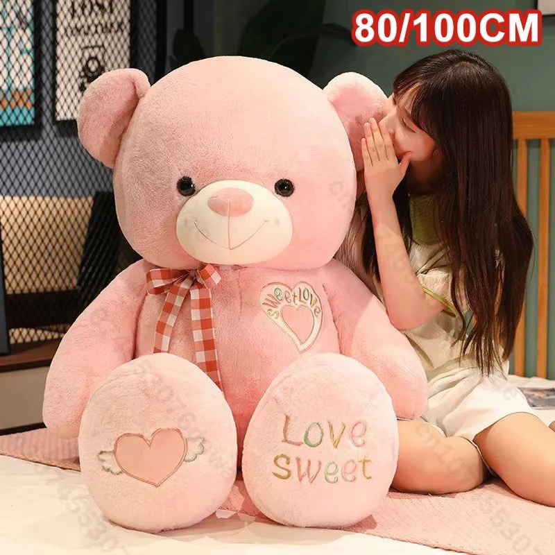 Big 80/100cm Soft Teddy Bear Plush Toys Bear Super Big Hugging Pillow Animal Cushion Birthday Gift Valentines Lover