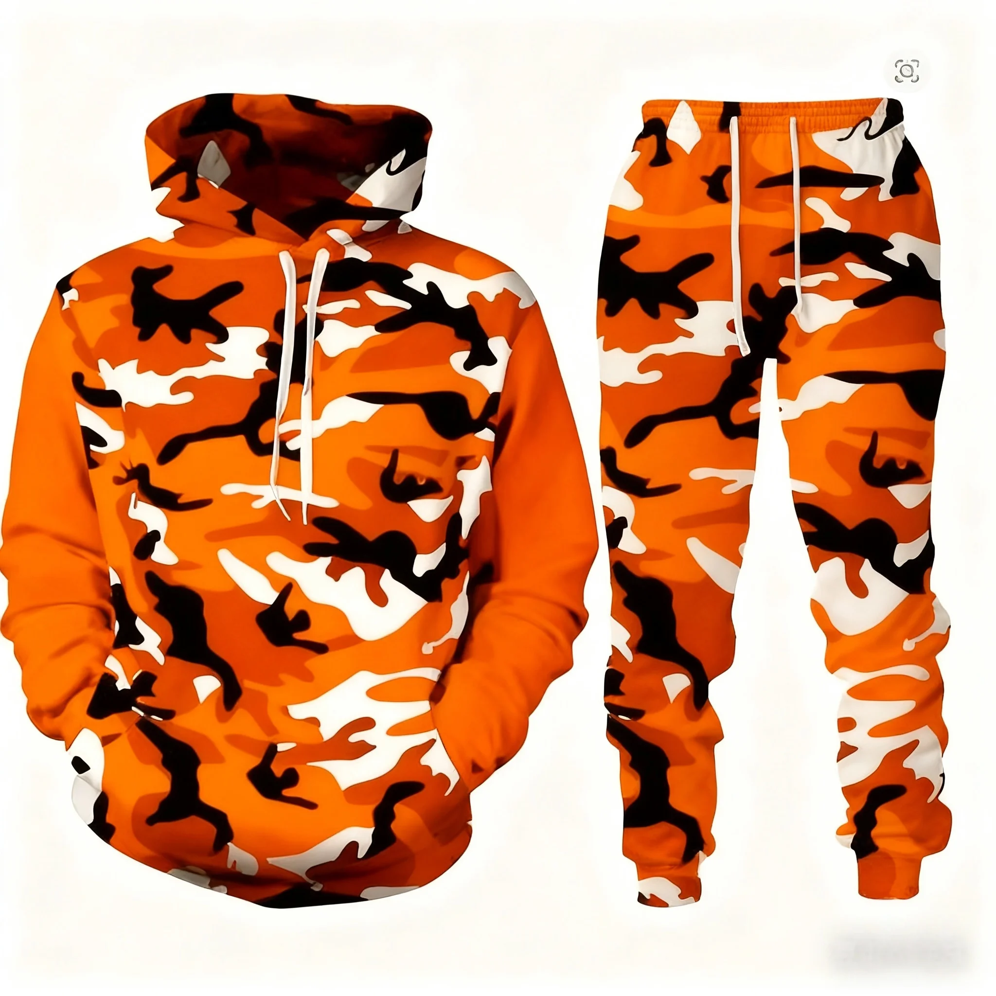 2026 카모플라주 후디 투피스 후디 팬츠 세트 산타클로스 3D 프린트 세트 남녀 패션 후디+팬츠 조깅 슈트