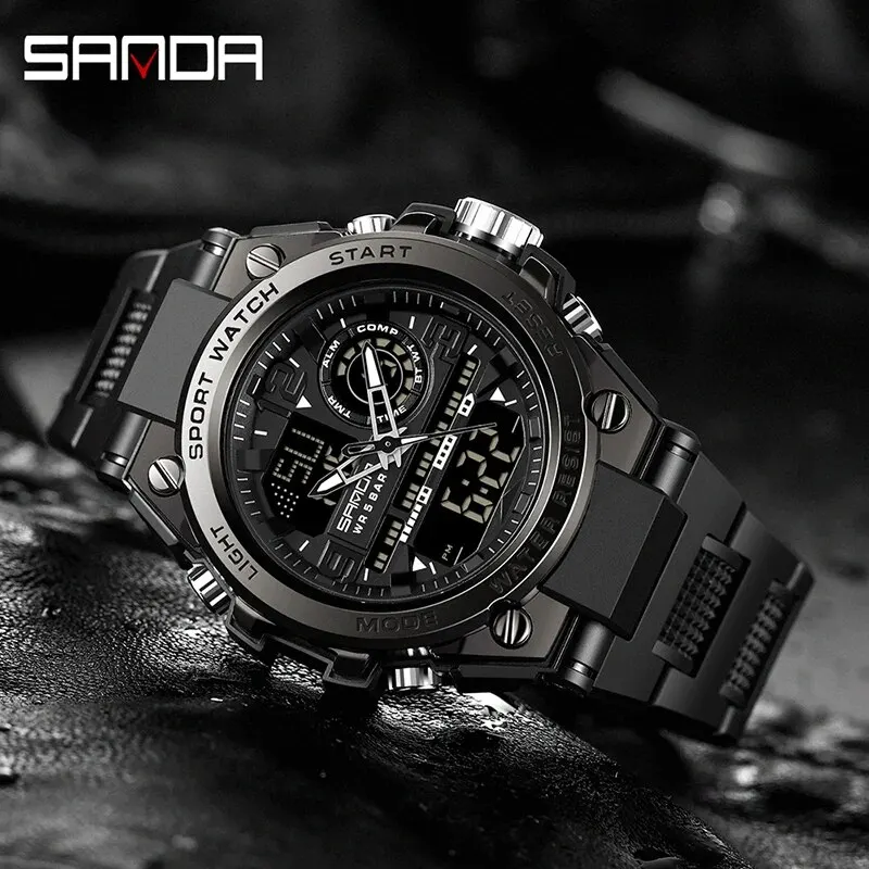 SANDA 2024 Top Brand Men\'s Watches 5ATM Waterproof Sport Military Wristwatch Quartz Watch for Men Clock Relogio Masculino