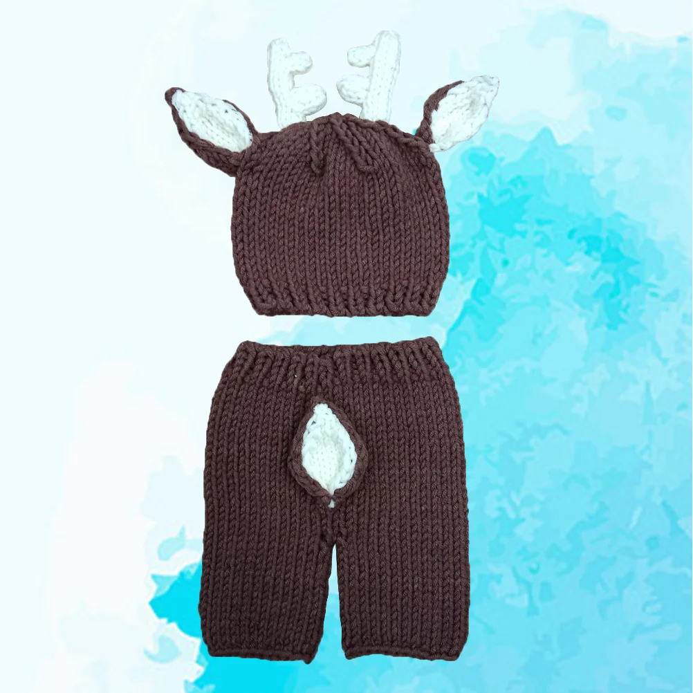 

Newborn Photography Props Baby Clothes Knitted Deer Outfit 0-1 Month Infant Cartoon Sweater Elastic Breathable Fabric