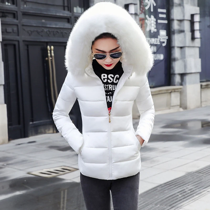 Winter Jacket New 2024 Korean Women Parka Big Fur Collar Hooded Thick Warm Female Coat Casual Outwear Down Cotton Jacket Parkas