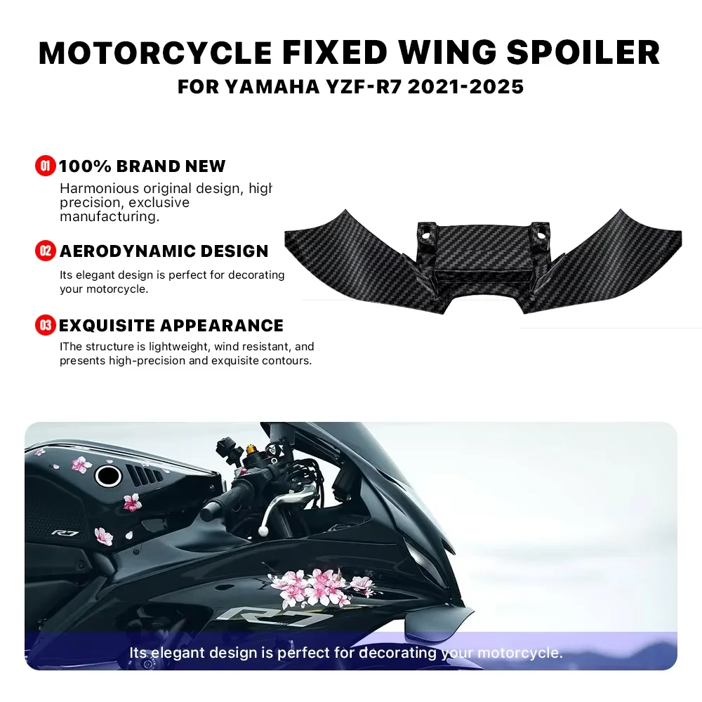 For YAMAHA YZF-R7 YZFR7 2021-2025 Motorcycle Front Aerodynamic Lower Lip Wing Fixed Wing Spoiler Winglet Lower Wing Cover