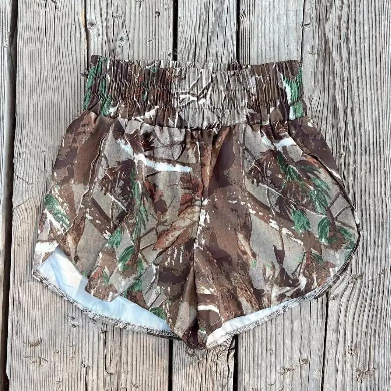 New 2025 Women's Elastic Waist Digital Print Multicolor Elastic Shorts High Waist Bottoming Pants for Middle-Aged Women