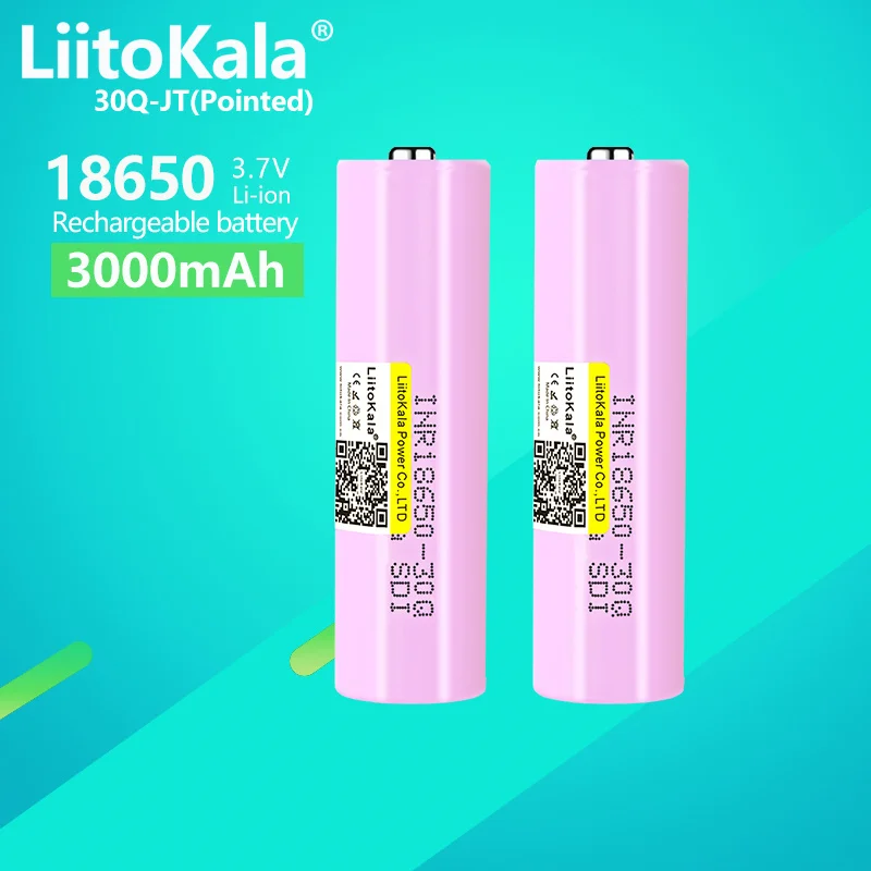 2 szt. Akumulator LiitoKala 30Q 3.7V 18650 3000mah 18650 INR18650 30Q 20A akumulator litowo-jonowy bateria zastępcza