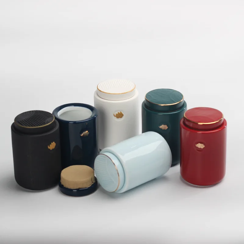 Ceramic Tea Jar Household Sealed Cylindrical Moisture Proof Storage Container