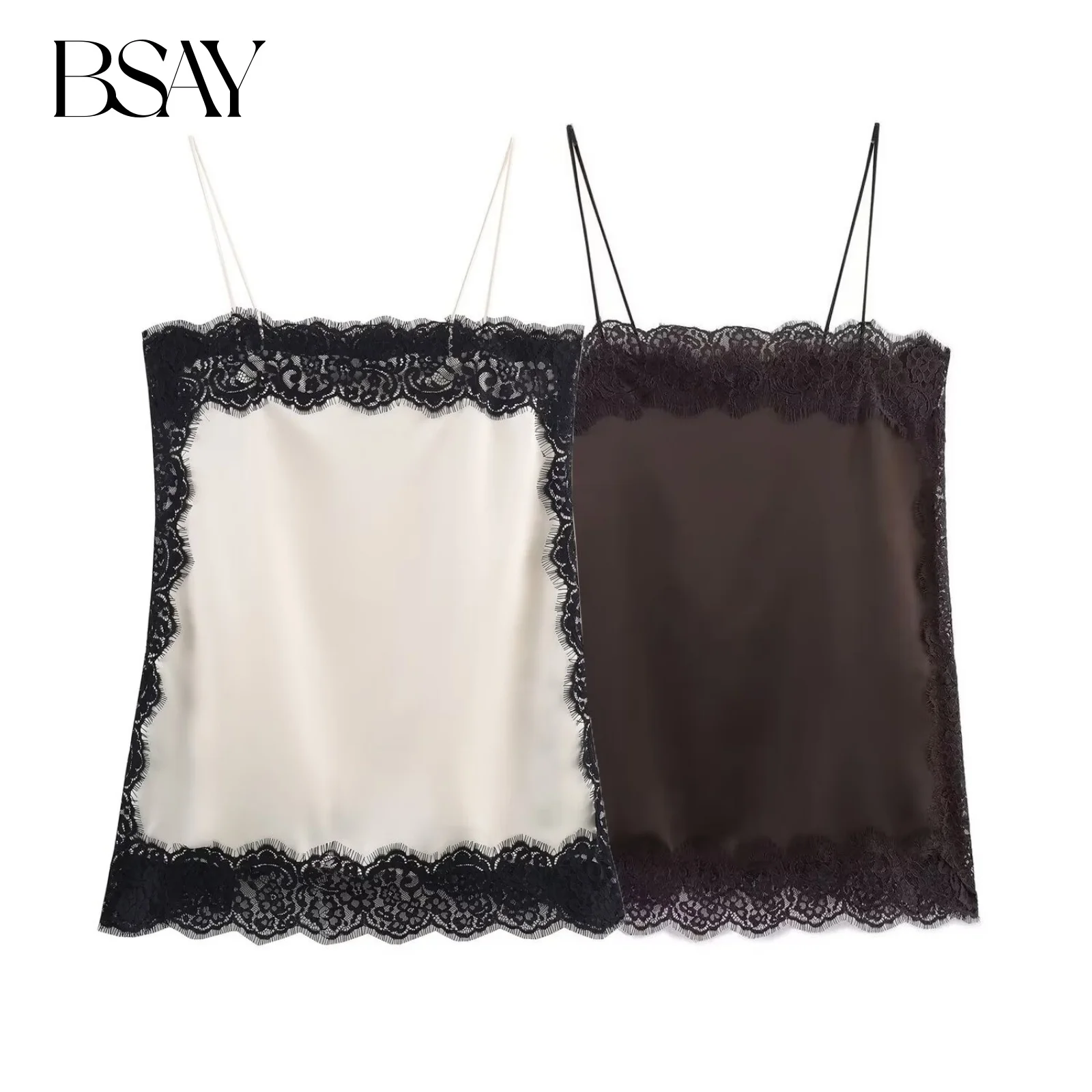 

BSAY атласный текстурный кружевной топ для женщин, модный осенне-зимний новый топ без рукавов с открытой спиной, шикарный женский сексуальный уличный жилет Mujer