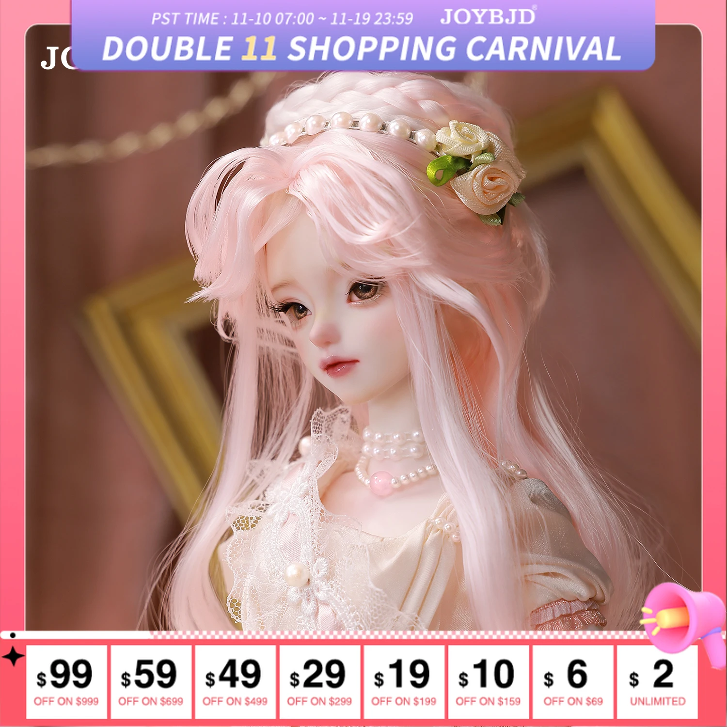 

JOYBJD 1/4 Shimmer C BJD-стиль Empire Courtier Art Рисунок Роскошная позарованная кукла Европейское платье Полный комплект