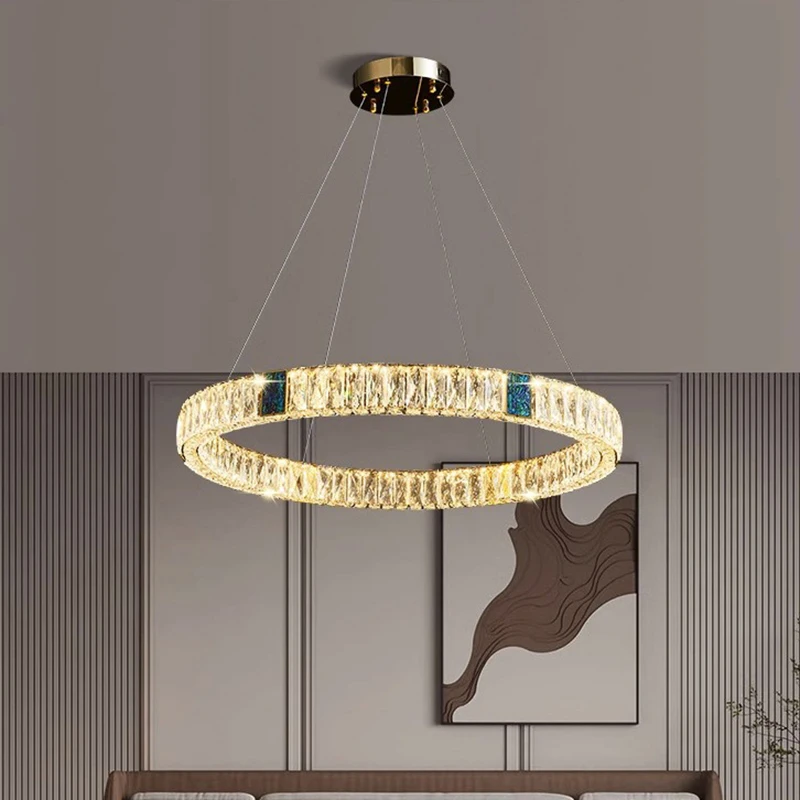 aipaite ring led light fixture para restaurante e bar home decor com corpo feito de aco inoxidavel e cristal 01