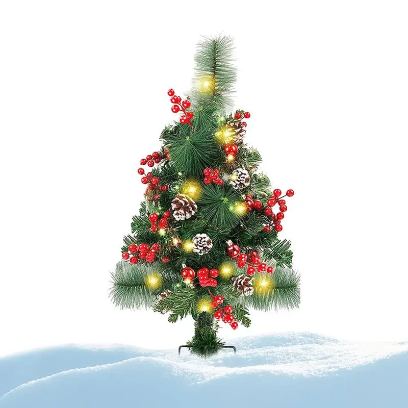 

Christmas Tree Stake Lights Battery Operated Pathway Lights With 20 LEDs Christmas Decoration With Berries And Pine Cones For