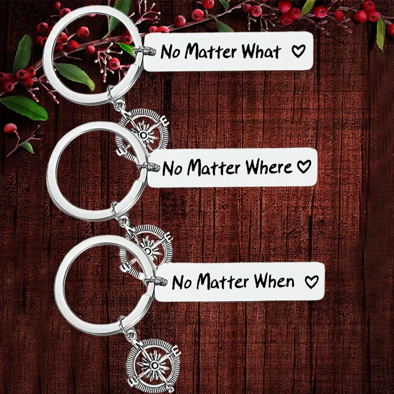 Charm No Matter What/where/when Compass Keychain Pendant BBF Best Friend Sisters Key Chain Keyring