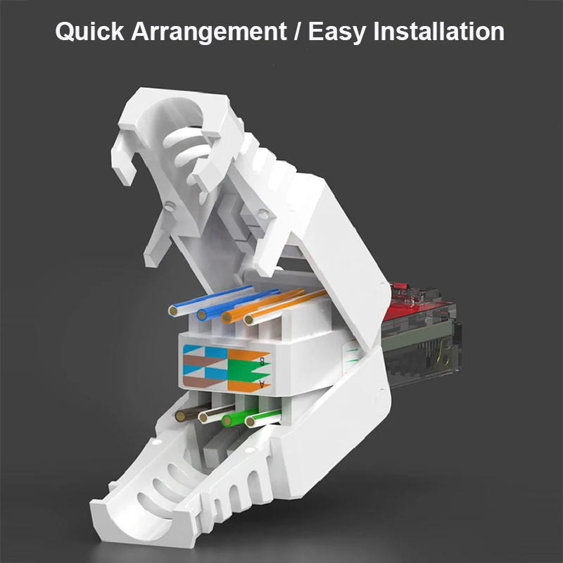 2 Buah Konektor Cat5E Cat6 RJ45 Modular Tanpa Alat Penekan Kawat Tanpa Pelindung Pelapisan Emas Kepala Kristal Jaringan Dapat Digunakan Kembali