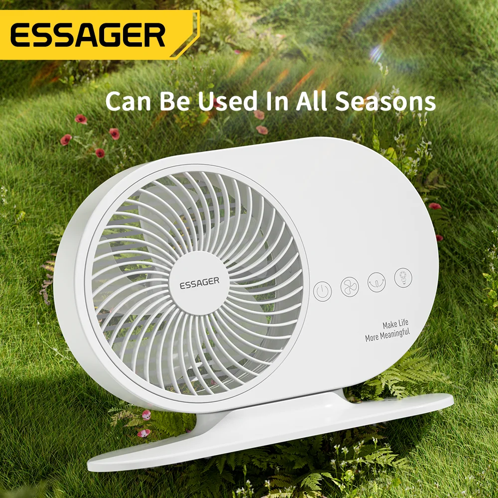 Imagem -02 - Essager-ultra Silencioso Mini Desk Fan Desktop Fan 70 ° Girar Controle de Voz Inteligente para Casa Escritório Viagem Velocidade