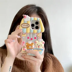 Silicone Bear Dessert House Phone Case for Iphone13 14 15 16 Promax