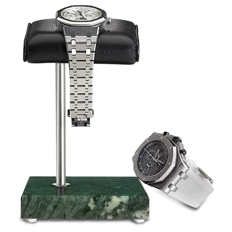 Green Marble Silver Support Rod Watch Bracelet Bracelet Display Stand, Leather Jewelry Storage Stand, Watch Stand