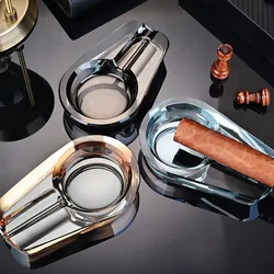 Luxury Crystal Cigar Ashtray Portable Travel Cigar Ashtray One Slot Ash Tray Cigar Holder Home Office Hotel Smoking Accessories