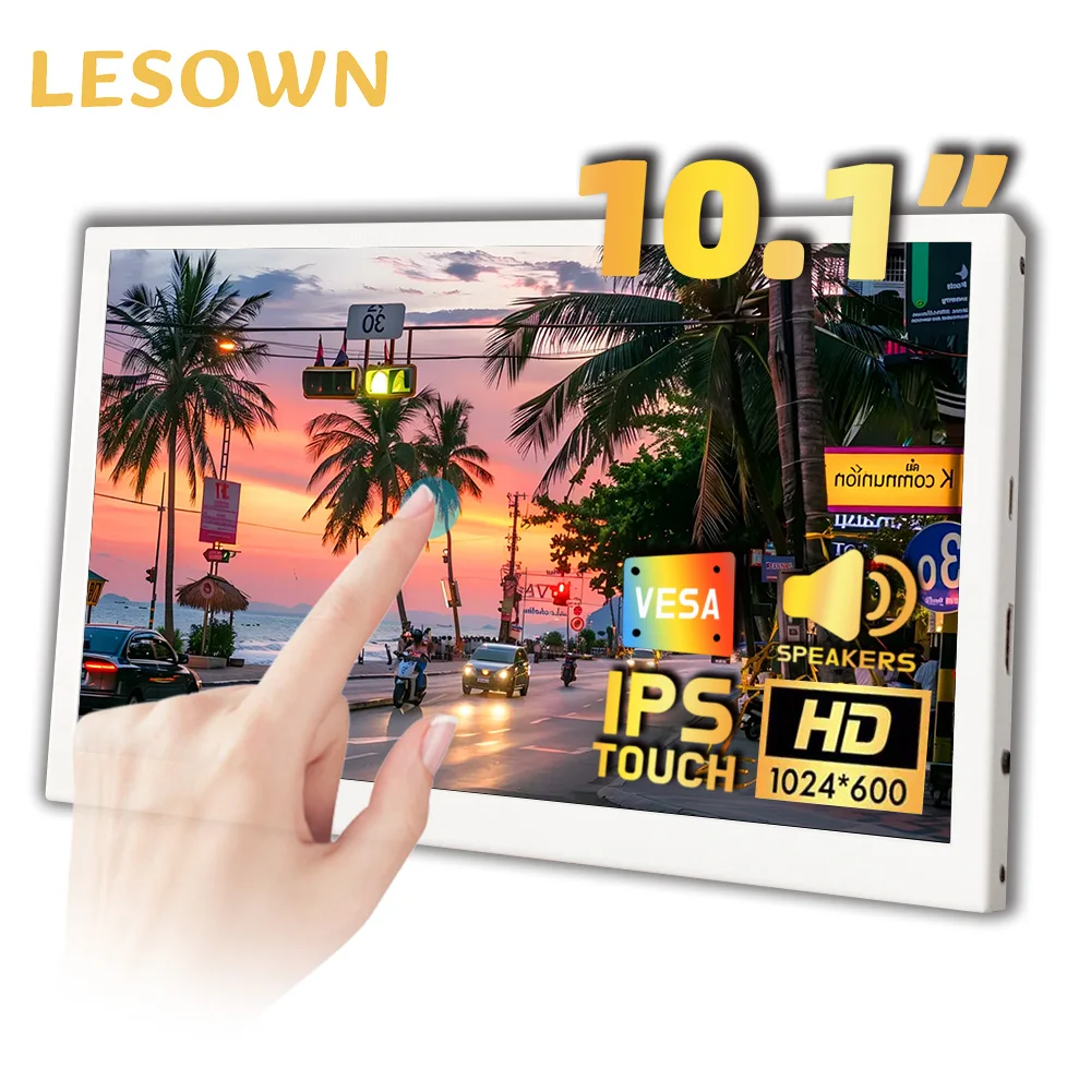 LESOWN Touchscreen Monitor 10.1 inch Small HDMI 1024x600 IPS Computer Secondary Screen Mini Portable Display for Windows Laptop