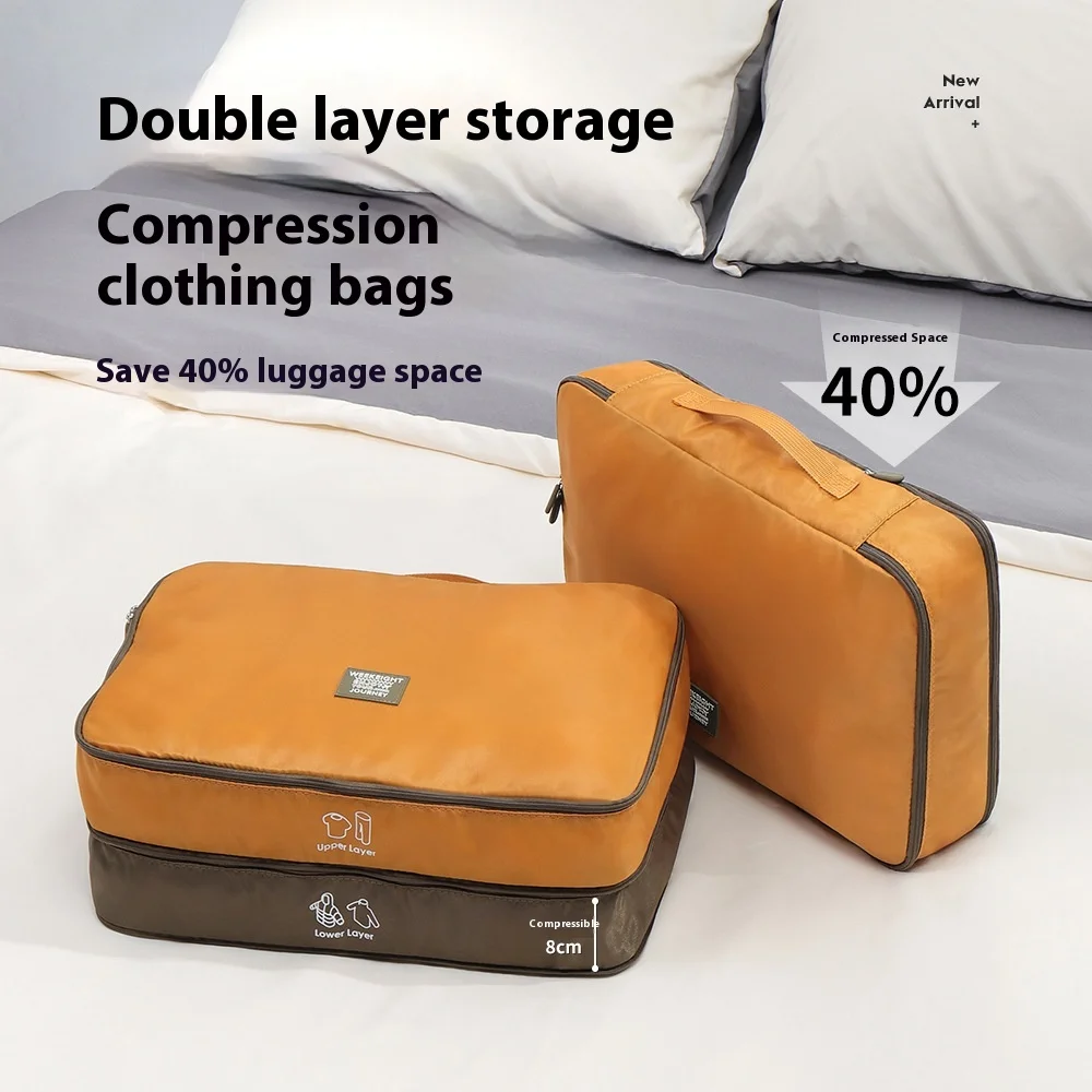 

Space-Saving Clothes Storage Bags,Double Layer Portable Compression Organizer for Travel,Home,Seasonal Wardrobe,Blankets&Coats