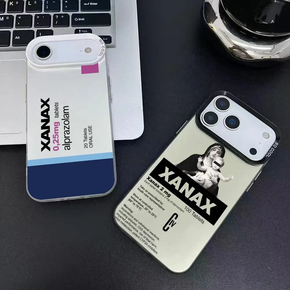 C-Chill Pill XANAXS جراب هاتف آيفون 17 16 15 14 13 12 11 Pro Max Air Matte Laser Aurora مقاوم للصدمات Funda #2