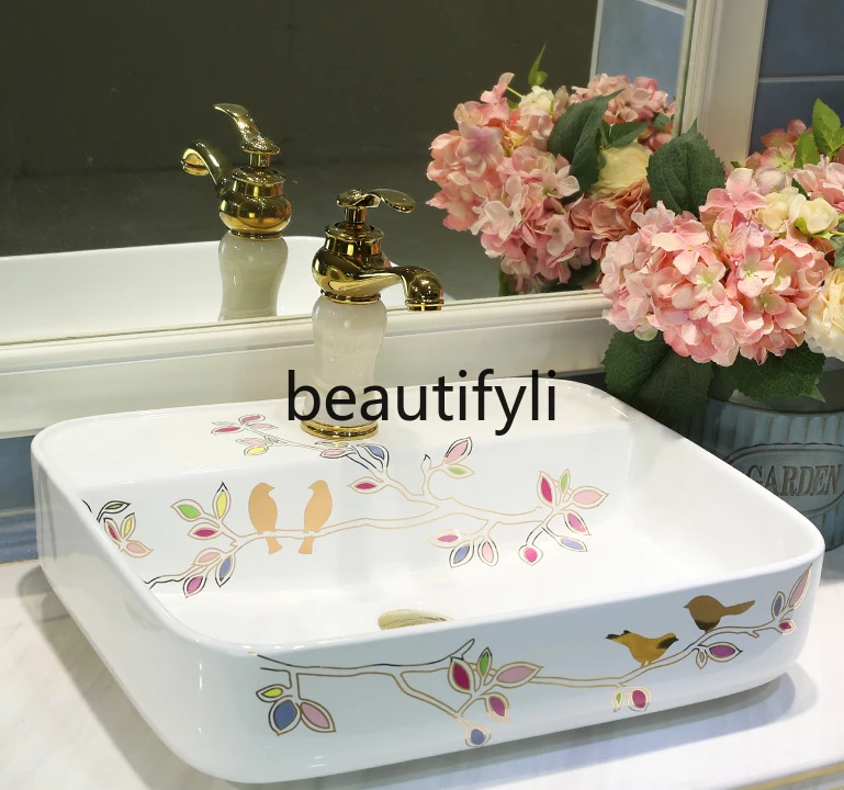 

Platform basin ceramic art simple modern face wash basin