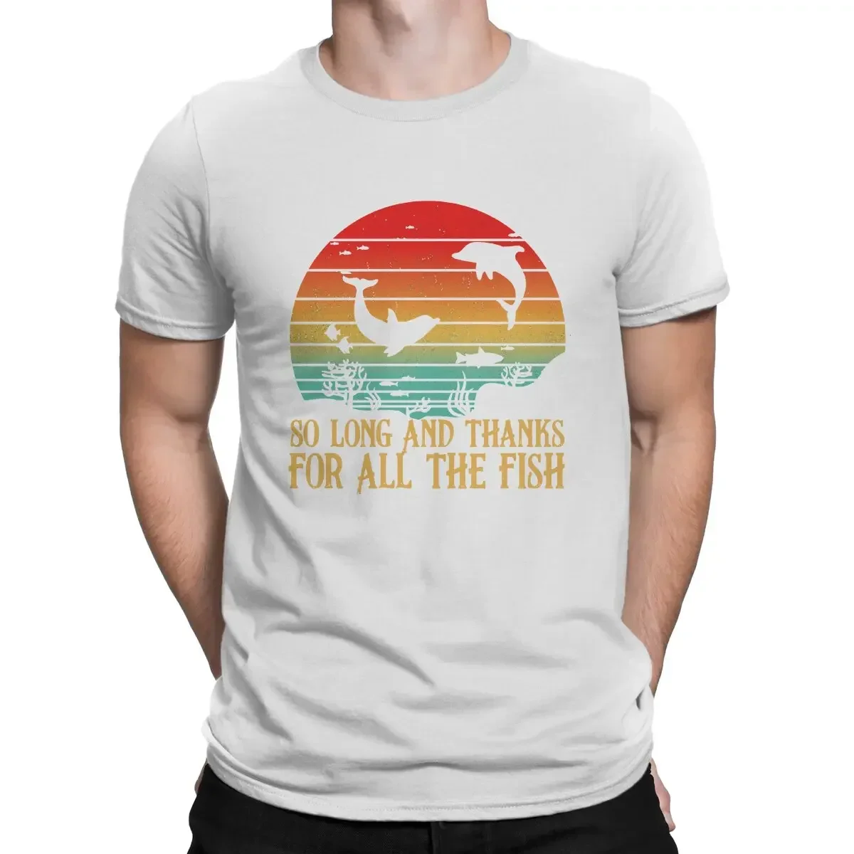 T-Shirt The Hitchhikers Guide To Galaxy Film Pure Cotton Tops T Shirts O Neck Men So Long And Thanks For All The Fish Vintage