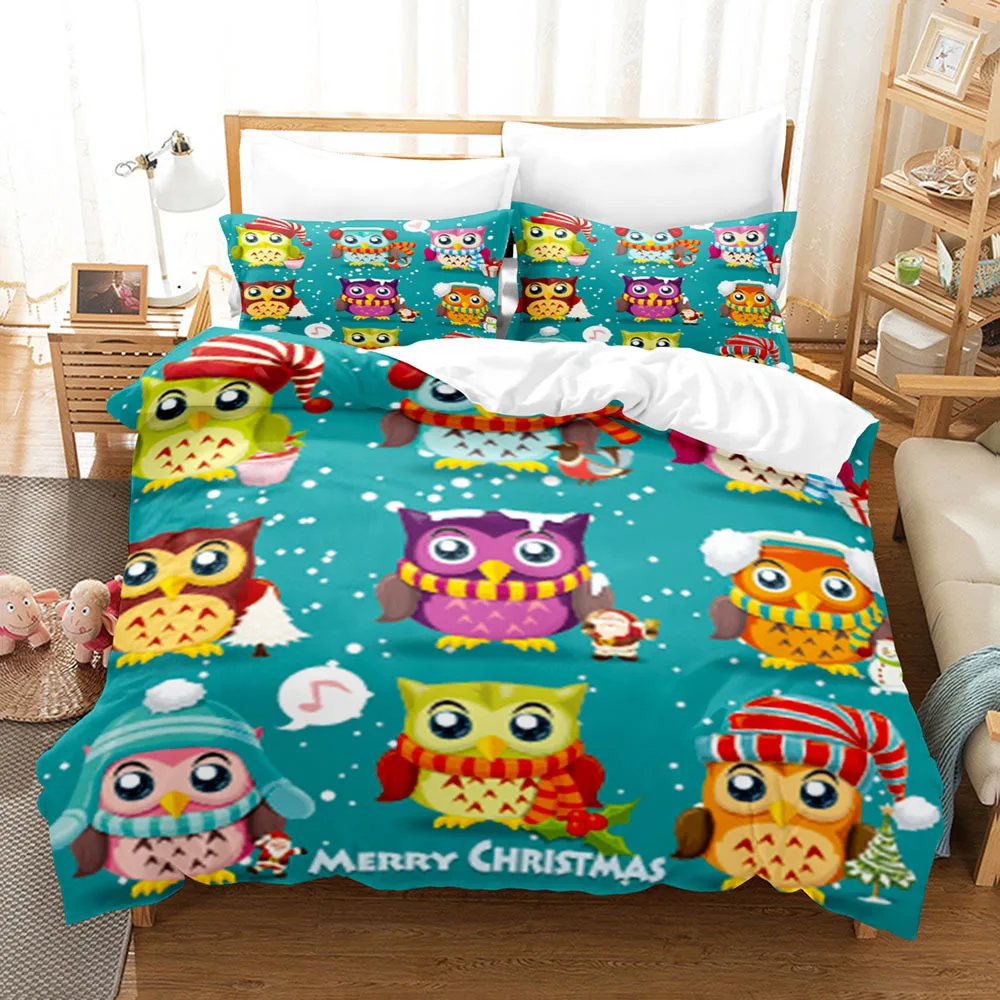 

Owl Duvet Cover Set King Queen Size Funny Cartoon Soft Decorative Kids Children Polyester Bedspread Cover For Kids Boys Girls