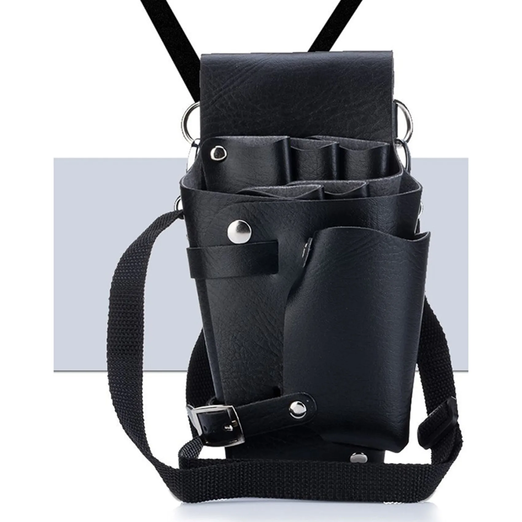 【SEE】2X 가죽 미용 케이스 도구 가위 가방 이발사 파우치 홀더 리벳 지갑 조절 가능한 허리 어깨 벨트