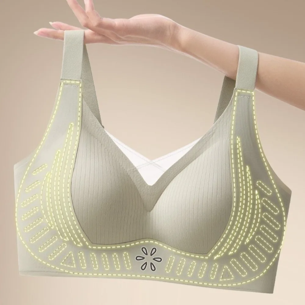 편안한 밀착형 무선 딥 V 브라 여성용 처짐 방지 무봉제 브래지어 충격 방지 속옷 무봉제 스포츠 브라