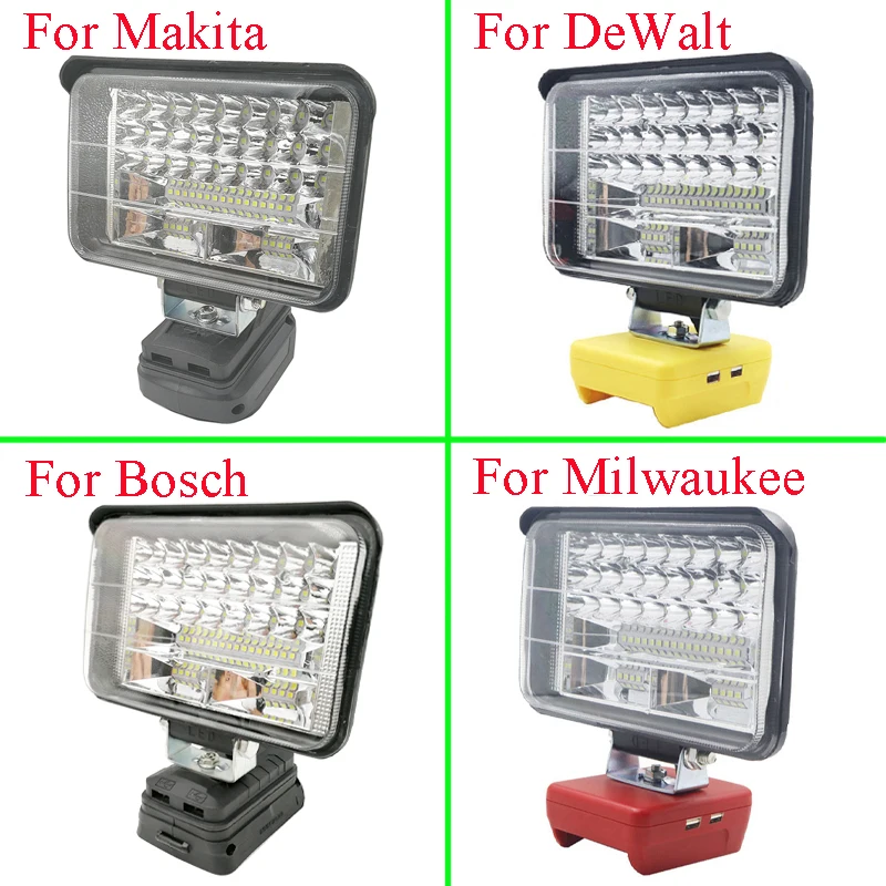 carro led trabalho luzes tocha camping lampada makita dewalt bosch milwauke lomvum zhipu jingmi li ion battery 5 01