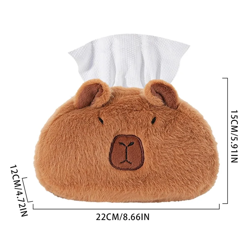 Plush Tissue Holder,Funny Capybara Tissue Box Cover,Durable Stuffed Animal Tissue Box, Plush Cute Cartoon Animal Car Bag-ABQU